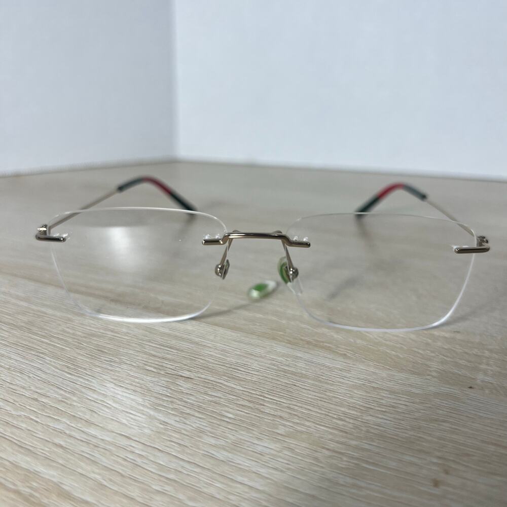 Gucci GG0399O 002 Rimless Eyeglasses Silver Green Red 56-17-150 READ DESC - Picture 2 of 16